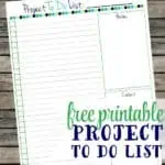Free printable project to do list
