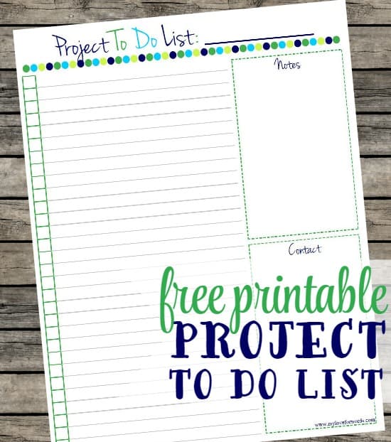 Free printable project to do list