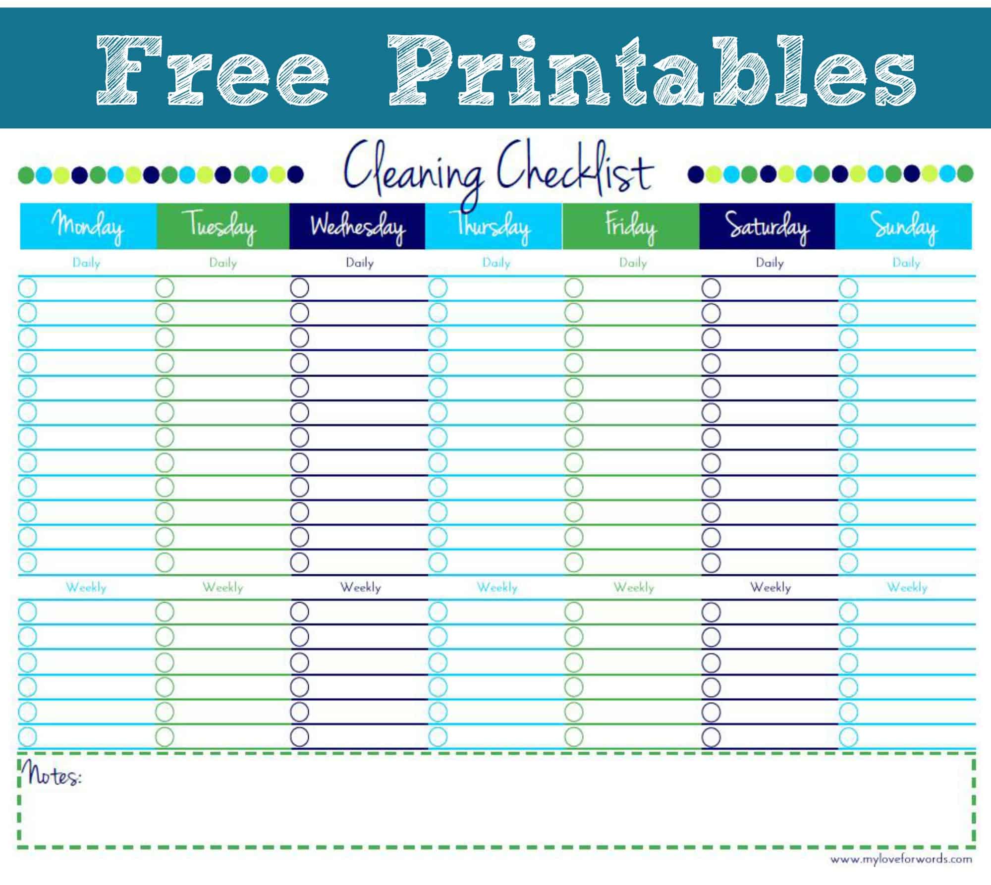 Cleaning Checklist Free Printable Within Blank Cleaning Schedule Template