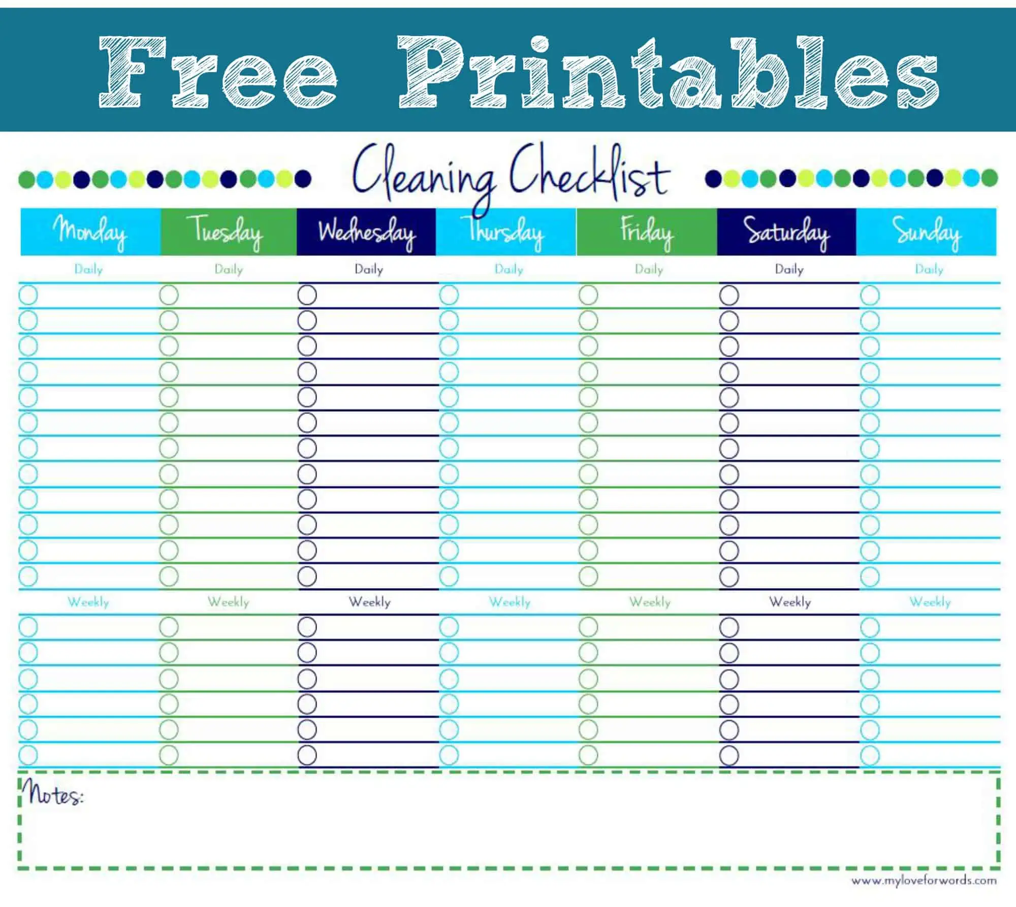 Cleaning Checklist Free Printables