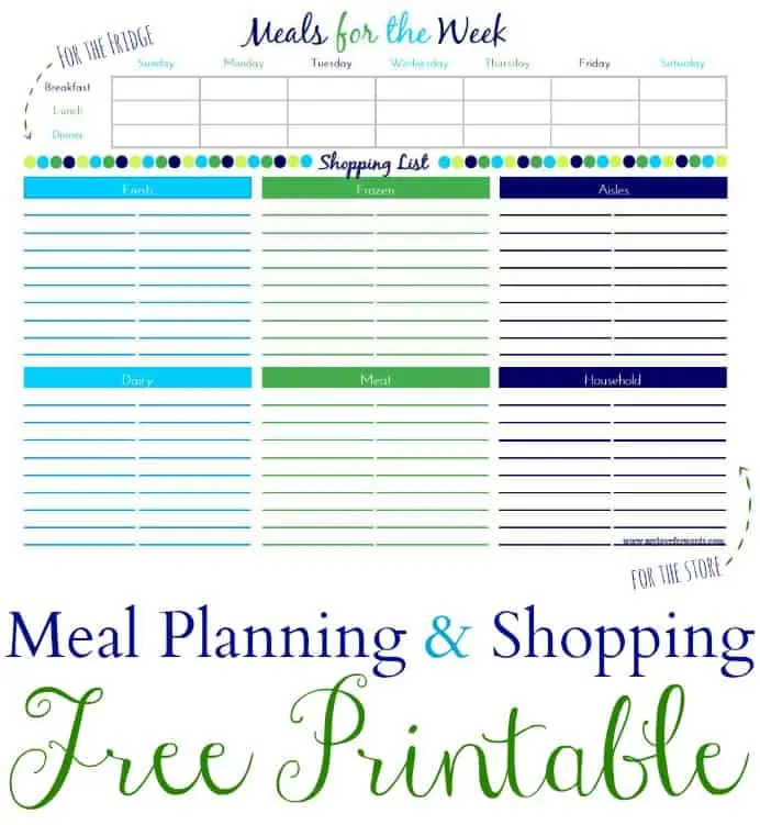 Meal Plan & Shopping List Printable