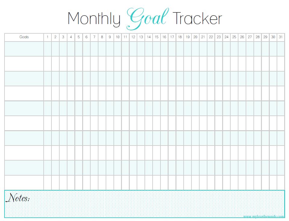 Monthly Goal Tracker Happy Organized Life
