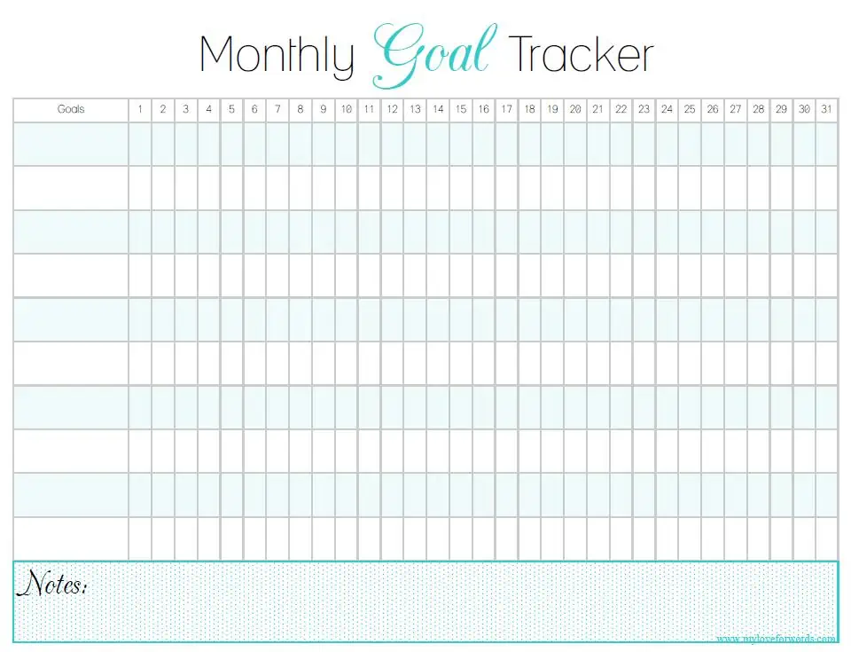 Monthly Goal Tracker 