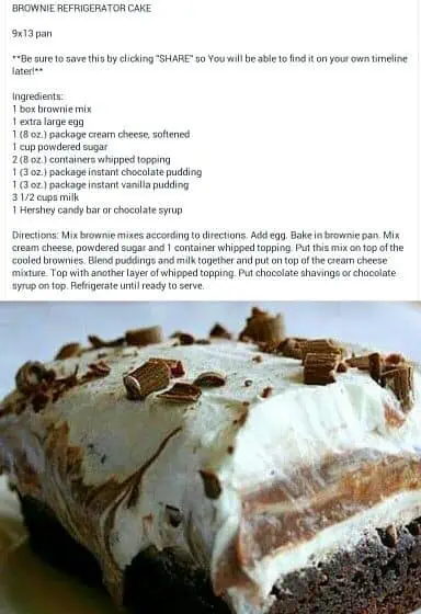 brownie refrigerator cake