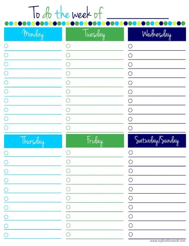 Weekly to do List