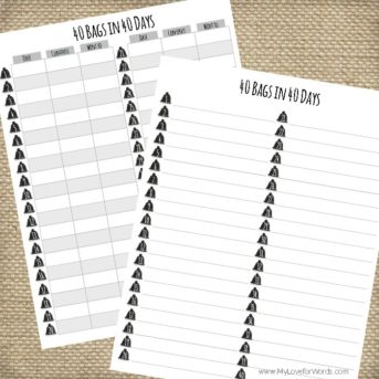 40 Bags in 40 Days Printables