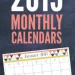 Free printable 2015 Monthly Calendars