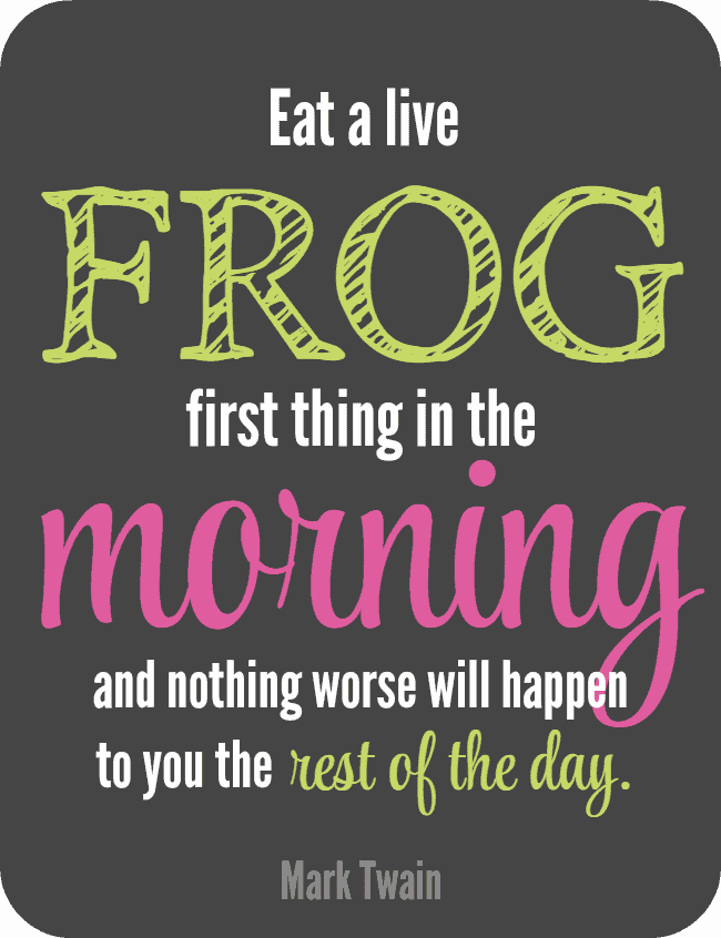 Sometimes the best way to start something is to start with the hardest task so everything afterwards is easy. This can be a great technique to use when decluttering too. Eat that frog (declutter your worst space) and all spaces afterwards will seem easier to tackle.