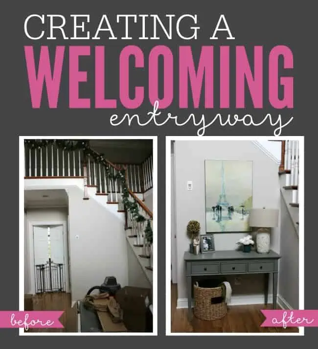 Transforming an entryway from a cluttered, uninviting mess to a beautiful and welcoming space.