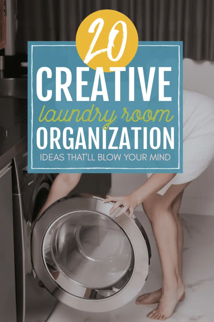 woman at washing machine in laundry room