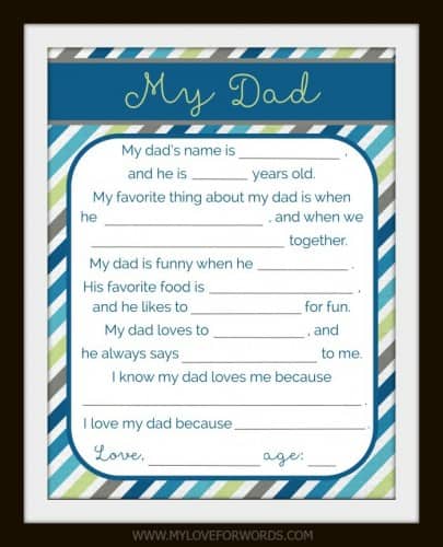 The best gifts are those that come from the heart. Jewelry and fancy electronics are nice, but nothing beats a heartfelt message and a gift filled with love, which is why I made this free printable for dad. A great father's day gift or special surprise just because he's great.