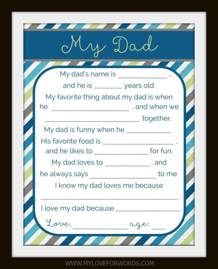 No cost printable for Father picture about All About My Dad Free Printable named Absolutely free printable for Father