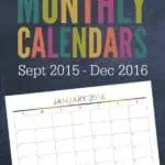 Love these free printable 2016 Monthly Calendars! It includes the end of 2015 too!