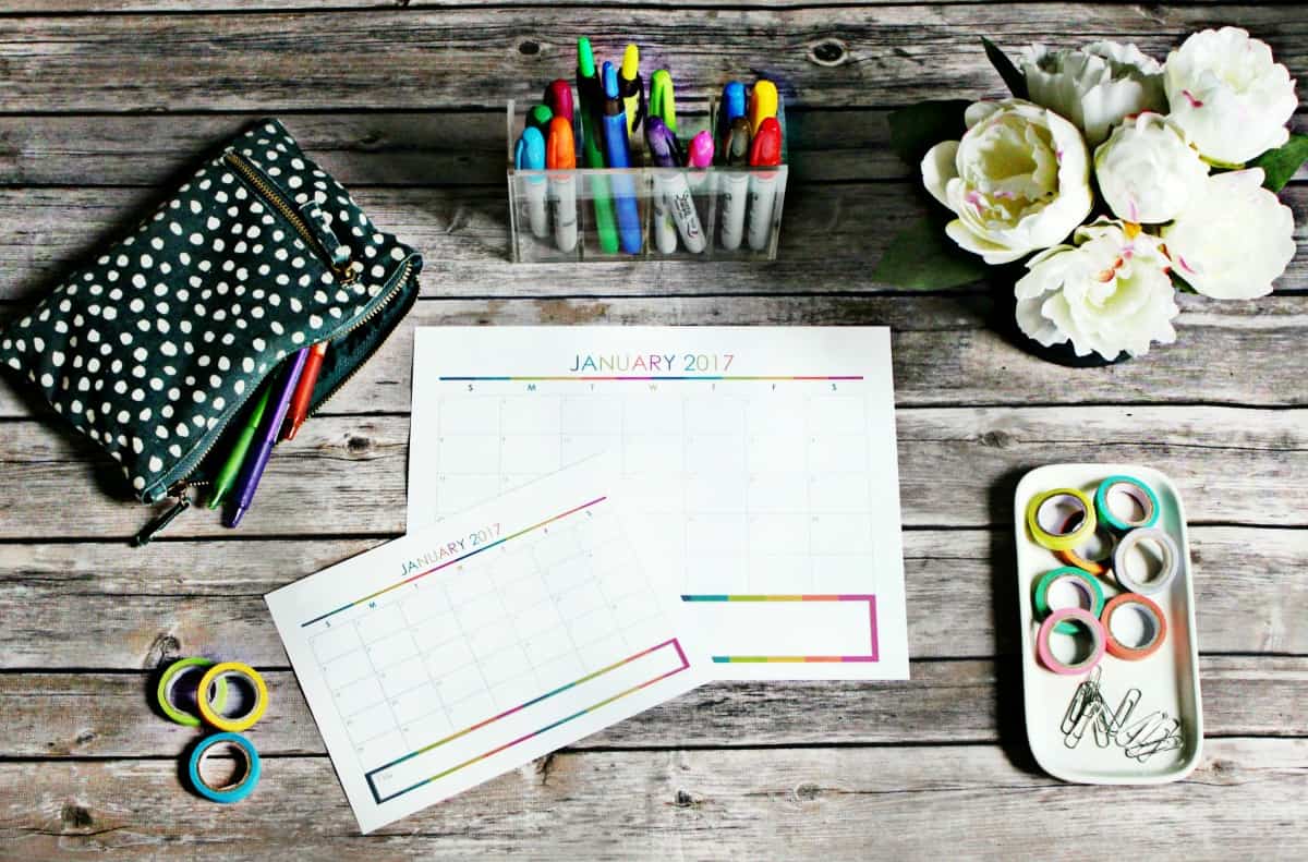 Getting organized just got easier!! This printable planner is perfect for organizing your time, daily, weekly, and monthly activities, cleaning routine, meal planning, finances, kids, pets, passwords, contacts, and more! Just about anything you'd want to schedule can be tracked and organized while reducing the paperwork floating around your home! It has more than 165 different printables and comes in both the standard letter and A5 sizes. Coordinating free printable 2017 calendars are also available on the blog.