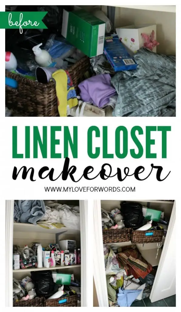 Linen closet makeover collage green 3