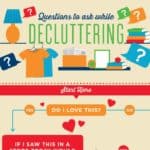 This free printable decluttering guide will walk you through the questions you need to be asking yourself when you declutter. Hang it on a wall of the room you're working in or just keep it next to you, and it can be your decluttering buddy and motivator to clear the chaos and junk and finally be happy in your home.