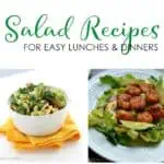 Salad recipes for easy lunches and dinners! The perfect solution for hot summer nights or when you're just too tired to cook. Also great for parties and bbq nights. Customize with your own ingredients like chicken, egg, pasta, fruit, or your favorite salad dressing. Healthy and delicious... it doesn't get better than that!