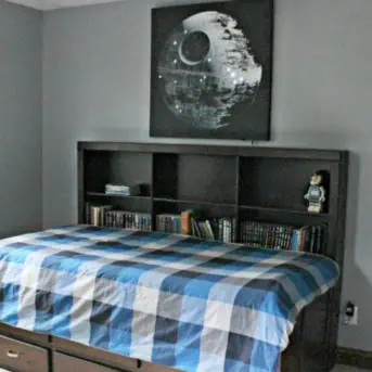 I love this Star Wars bedroom she created for her teenage son! The decor is modern and simple. So many great design ideas!