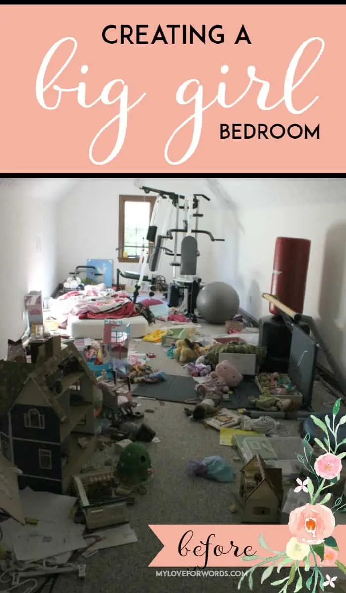 Watch this long, awkward, horribly disorganized and cluttered room become a beautiful bedroom for a little girl.