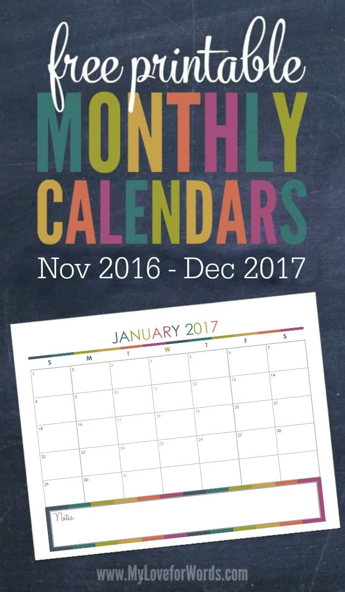 Love these FREE printable 2017 monthly calendars!! Have your most organized year yet with these adorable monthly calendars and get your time, finances, meal planning, cleaning, organizing, passwords, goals, and more organized once and for all!