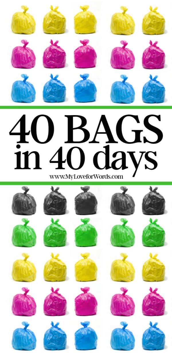 Join the annual 40 Bags in 4 Days challenge! This is a great way to get rid of the clutter and excess stuff that's currently cluttering up your home, and enjoy a cleaner, decluttered, more organized space. You can also track your progress with free printables! Here's to a more organized and peaceful home!