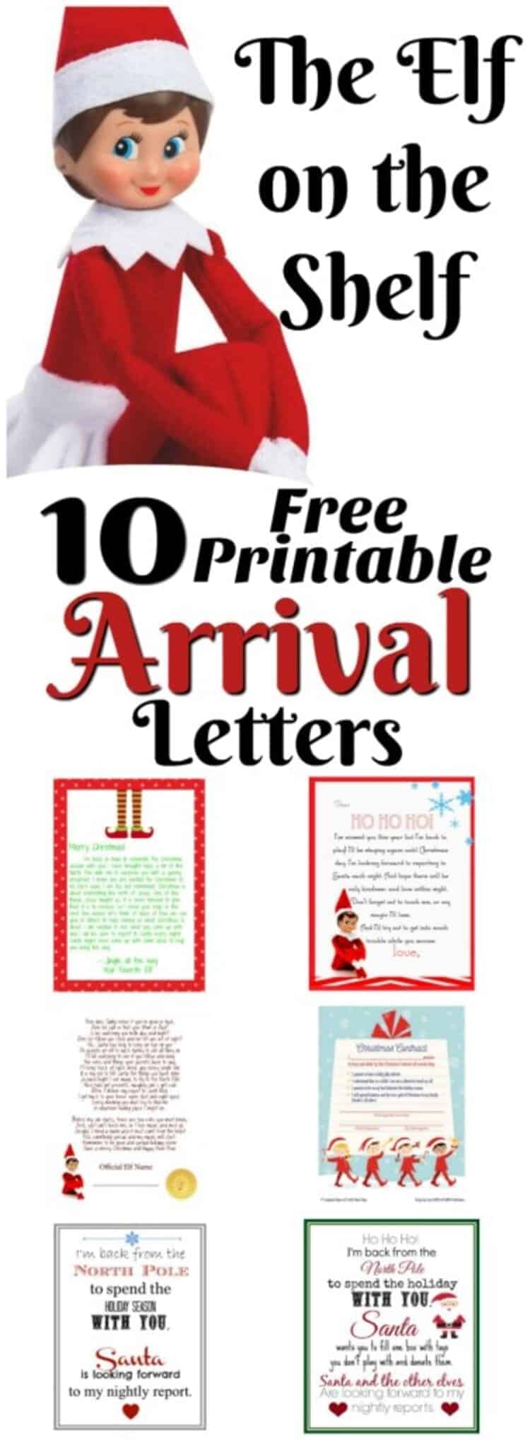 Elf on the Shelf Ideas for Arrival Letters 10 Free Printables