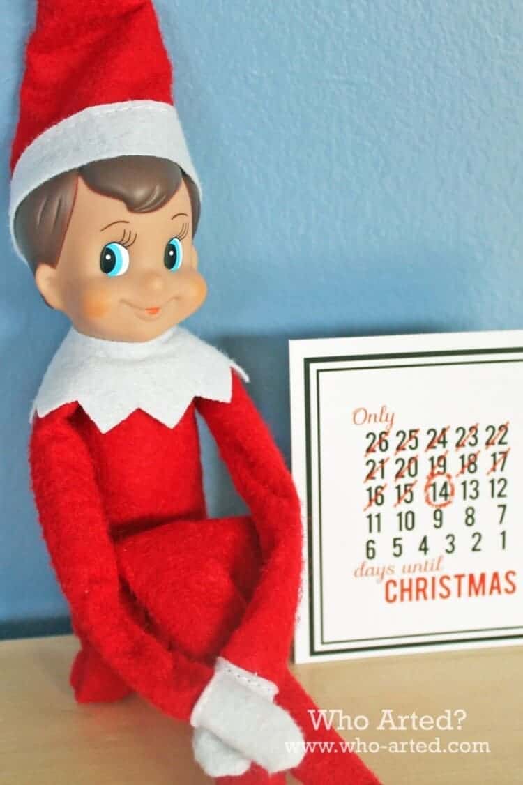 Elf on the shelf printables countdown to Christmas calednar