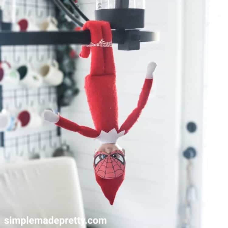 Elf on the shelf printables superhero outfits spider man hanging down