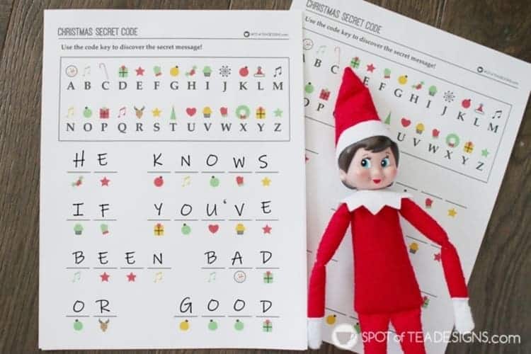 elf on the shelf printables secred coded message from santa uncoded