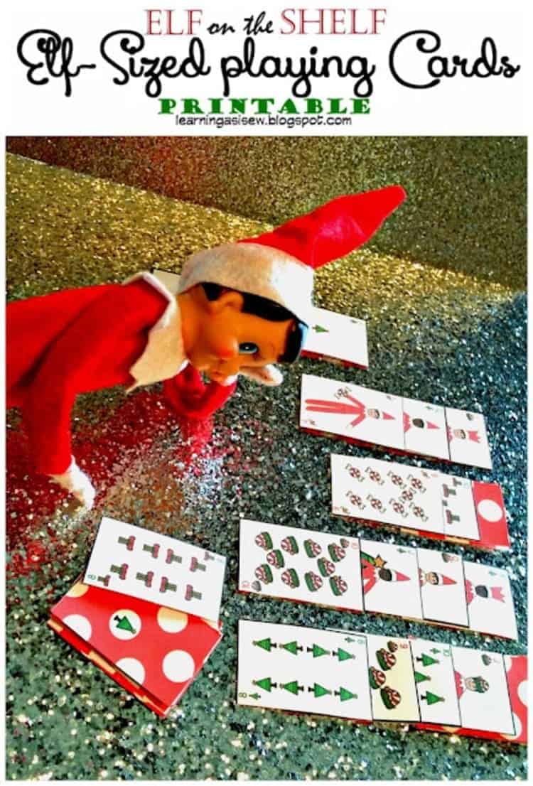 elf playing cards with christmas theme images printable