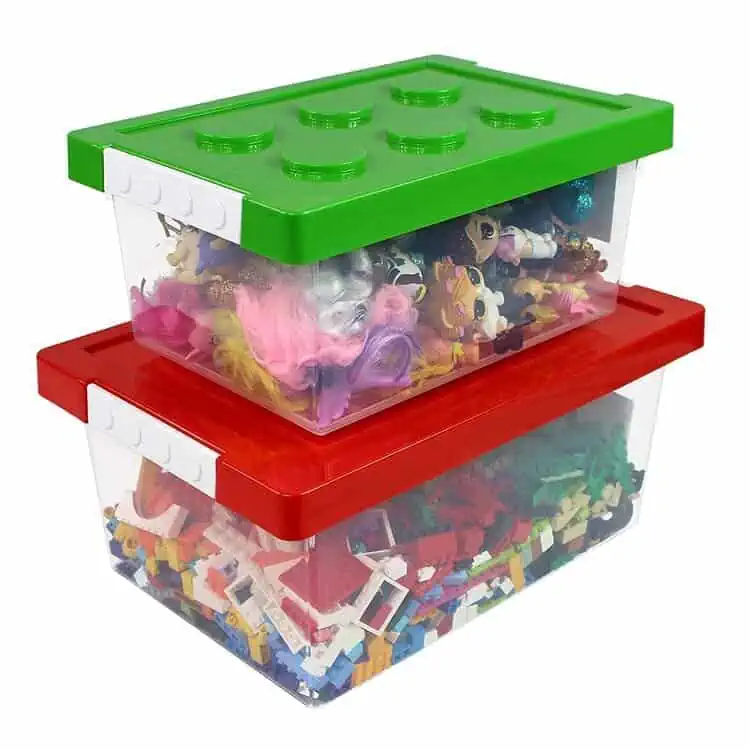 Plastic Storage Organizer for Lego Box Kids Child Toy Stackable Containers  with Lids Bins 3 Layers Adjustable Compartments Building Blocks Chest Case