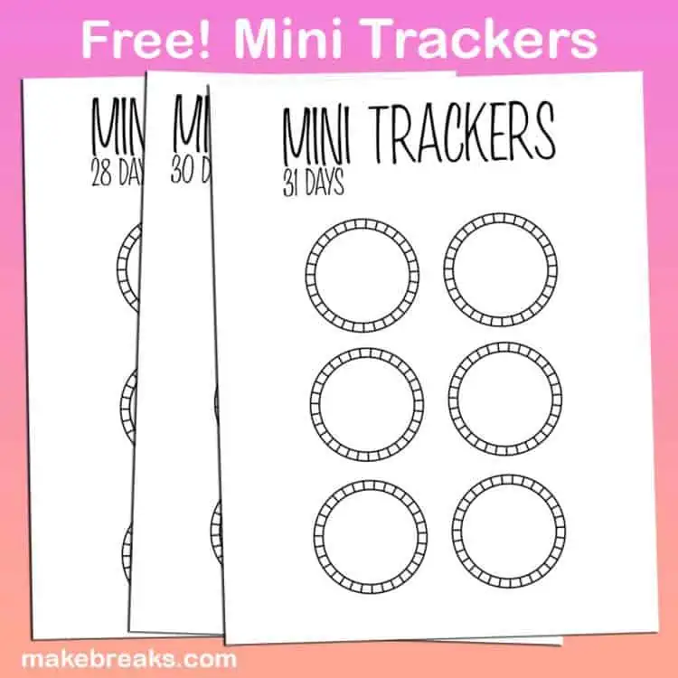 free mini trackers circular printables for 28 30 31 days