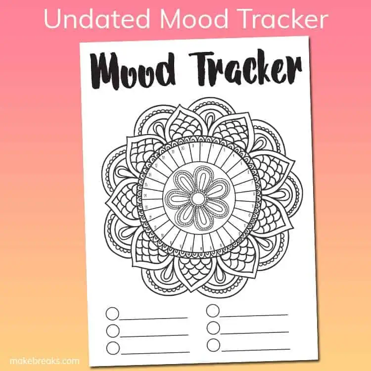 mandala mood monthly tracker with sections for coloring