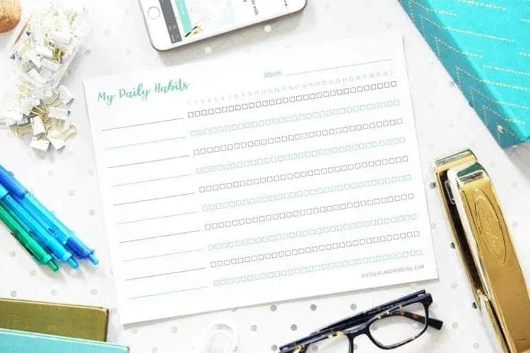 teal printable planner monthly tracking of habits