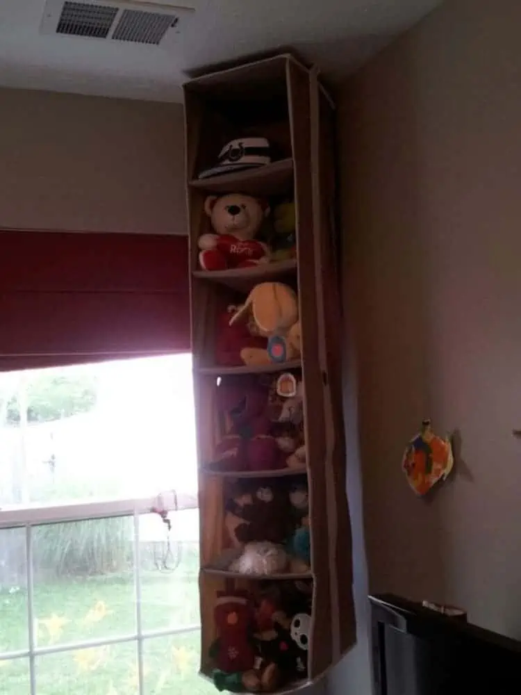 stuffed animal storage with a closet organizer