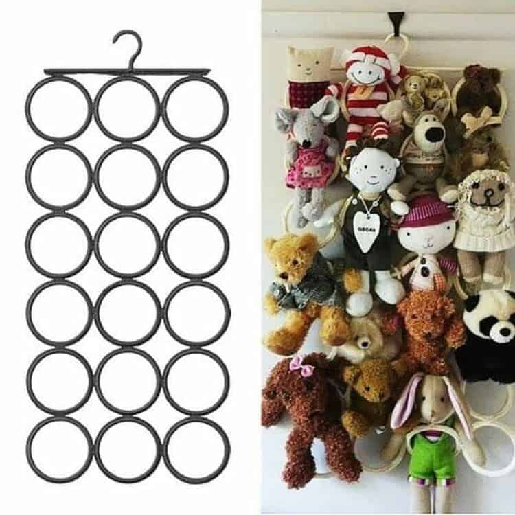 ikea scarf organizer used as soft toys storage