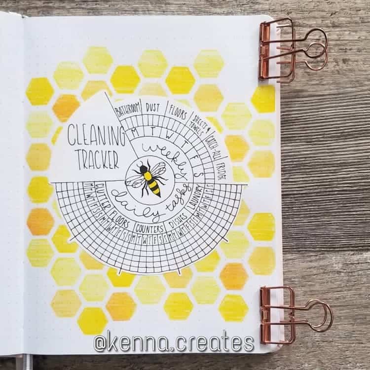 bee themed circle cleaning tracker progress visualization