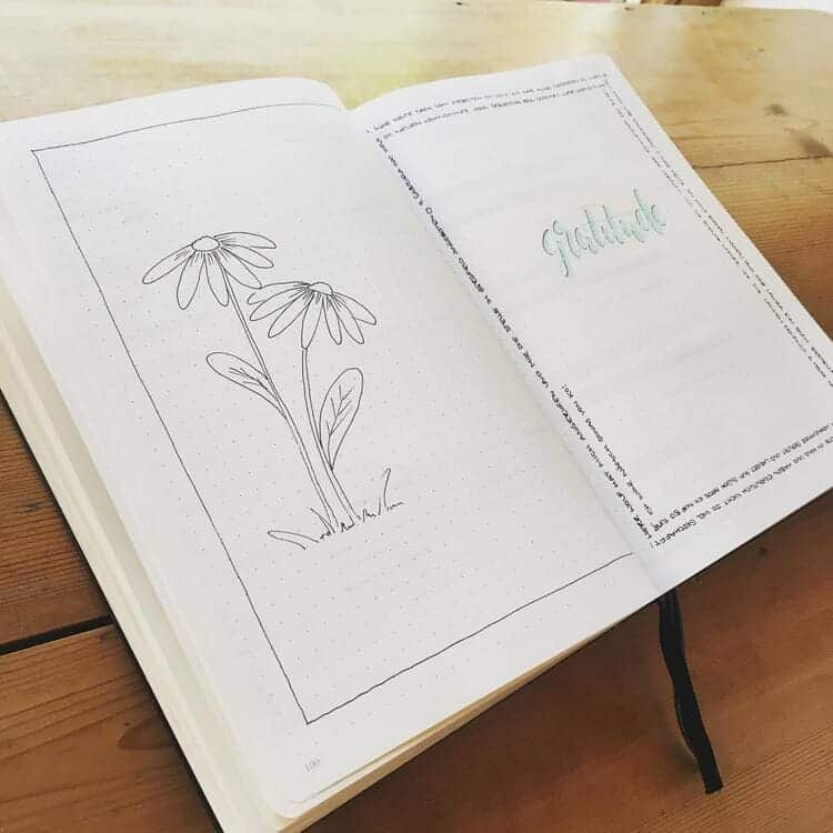 One-Page Gratitude Log with flower doodle in a square to the inside