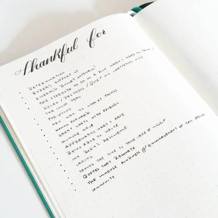 minimalist bullet journal ideas thankful for page close photo