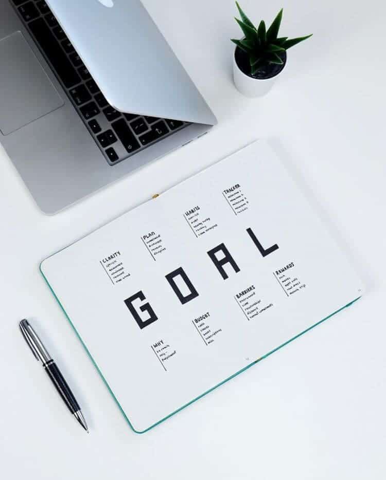 clean minimalist goals page bujo setup