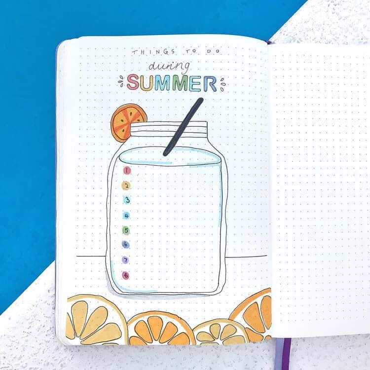 mason jar summer bucket list journal spread idea