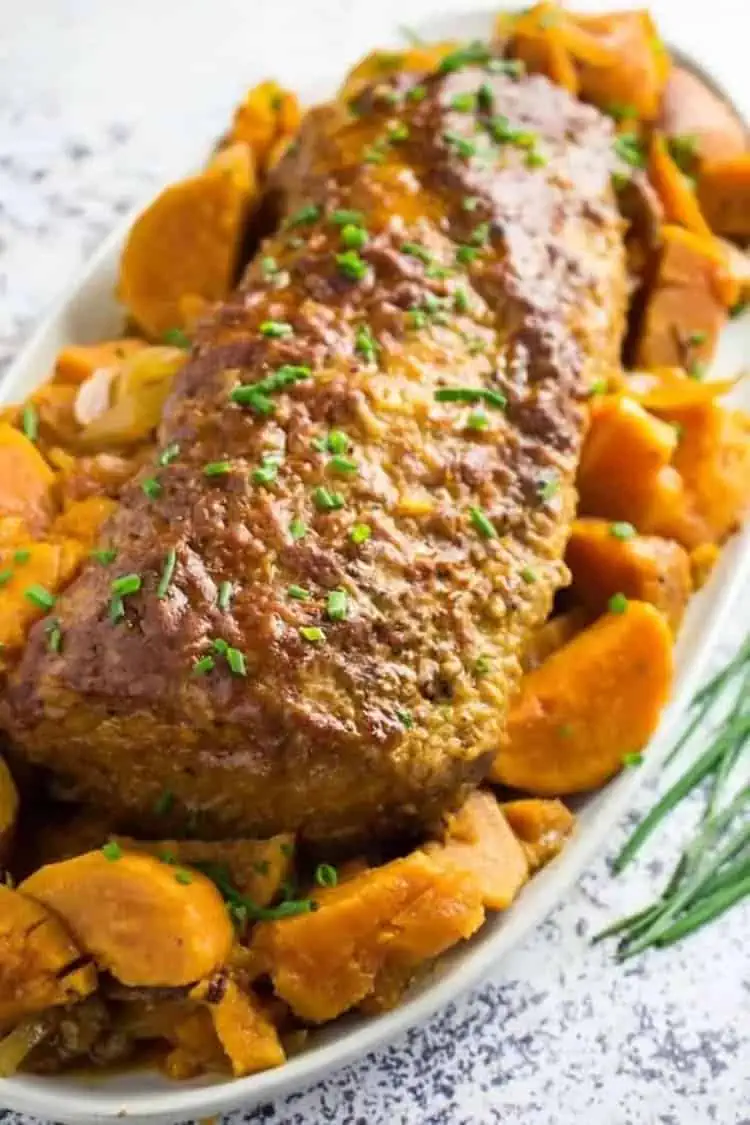 BBQ Slow Cooker Pork Loin and Sweet Potatoes