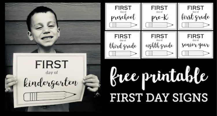 Simple First Day of School Printable Sign With a Pencil