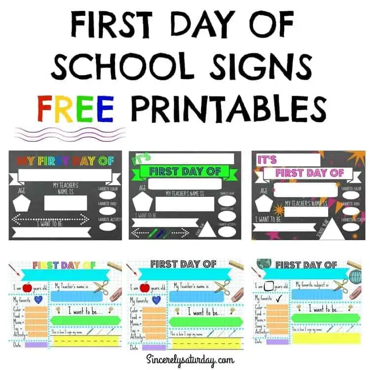 Colorful and Fun First Day of School Signs Free Download