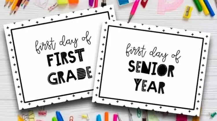 first day of school free printable for every grade