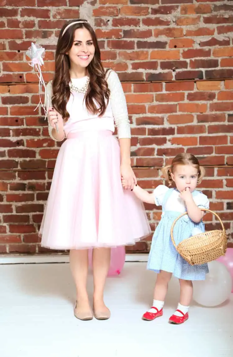 Dorothy and Glinda the Good Witch mom and toddler costumes