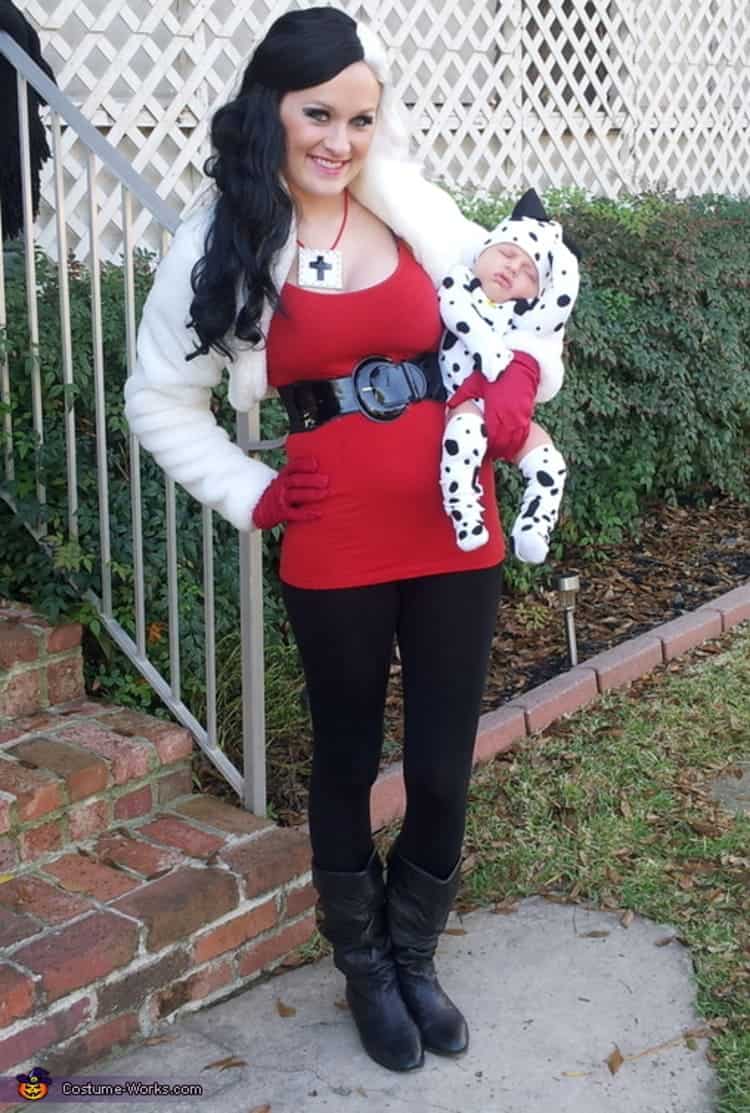 Dalmatian Puppy & Cruella de Vile DIY Costumes for mom and baby