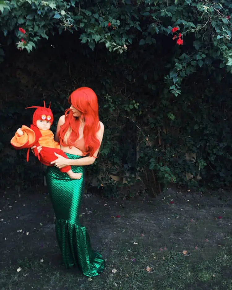 Ariel and Sebastian Mom and Baby Halloween Costumes