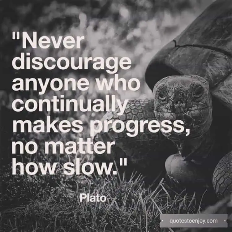 never discourage anyone who continually makes progress no matter how slow - plato simple life quotes