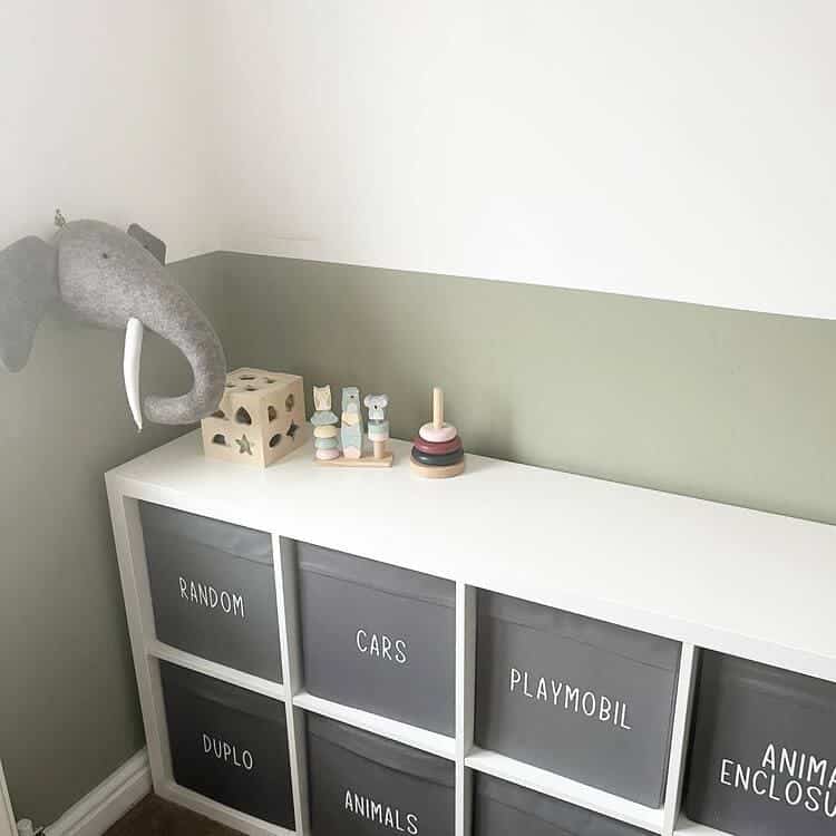 Grey Canvas Toy Storage Boxes With Labels